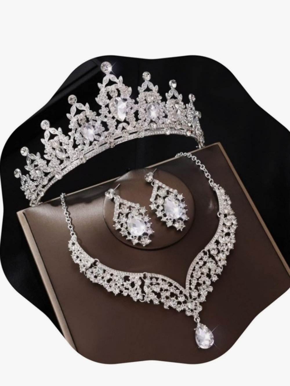 Crystal Bridal Tiara, Necklace & Earring Set - Silver